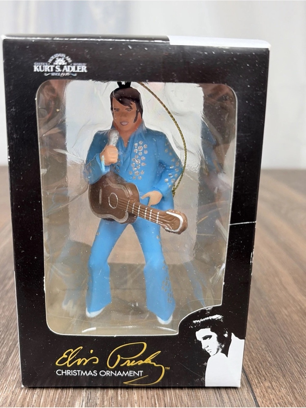 Kurt S. Adler Elvis Presley Blue Suit Guitar Mic Hanging Christmas Ornament 